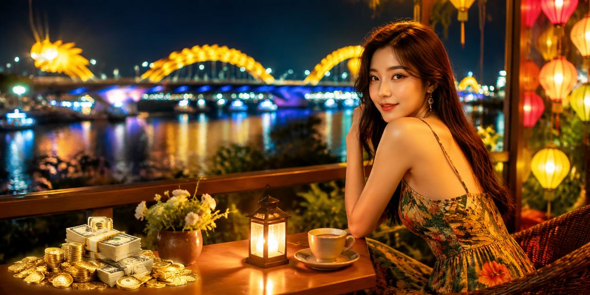 Người chơi kiểm tra thông tin tỷ lệ jackpot và cashback tại quán cà phê Đà Nẵng