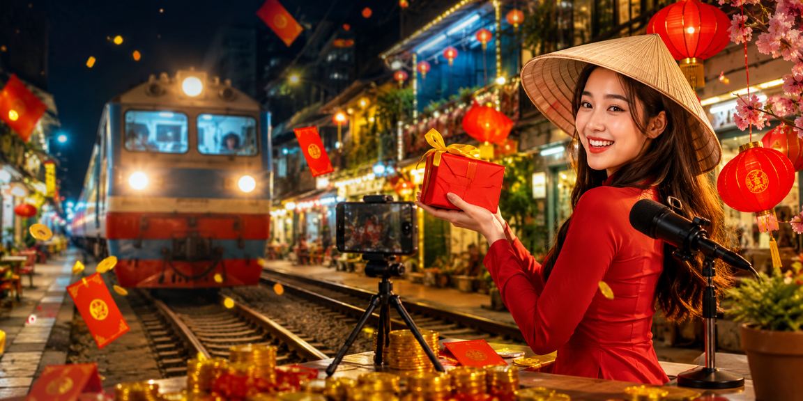 Người phụ nữ đội nón lá cầm phong bì đỏ ở Hà Nội