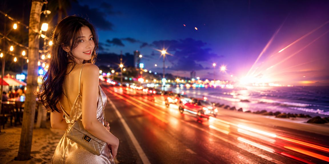 Không khí đêm sôi động tại Phan Thiết với bảng neon và người chơi cá cược